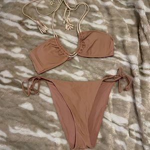 aerie tan halter bikini